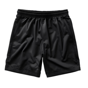 An image of plain black sports shorts